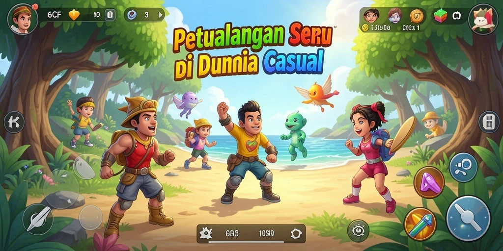 Tampilan gameplay 6CF yang seru dan penuh warna.