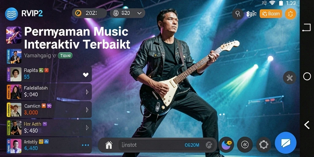 Screenshot gameplay RVIP2 menampilkan aksi seru dalam bermain musik.